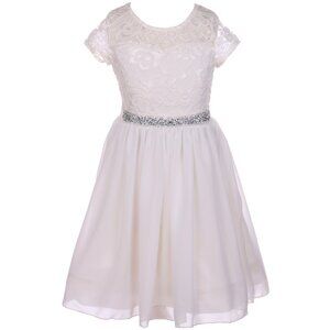 Little Girls Lace Easter Graduation Party Casual Flower Girl Dress Ivory 4